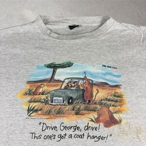Vintage 80s The Far Side Comic Shirt Mens 4XL Big Drive George Safari Logotel